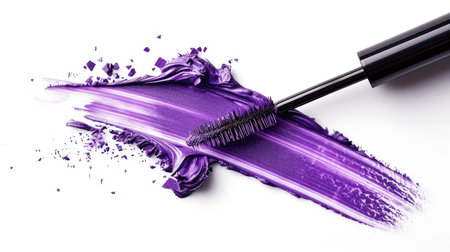 Chic open purple mascara, brush exposed, isolated on white background, cosmetic itemの素材