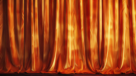 Elegant abstract background with golden orange velvet curtains, rich textureの素材