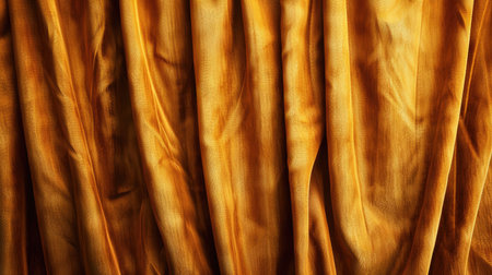 Elegant and soft golden orange velvet curtains, rich texture, abstract backgroundの素材