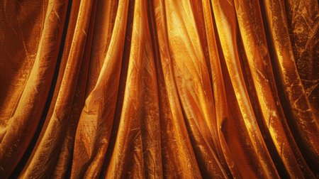 Luxurious and elegant golden orange velvet curtain fabric, abstract backgroundの素材