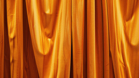 Luxurious texture of golden orange velvet curtains, elegant abstract backgroundの素材