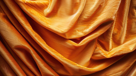 Warm golden orange velvet curtains, rich and luxurious texture, abstract backgroundの素材
