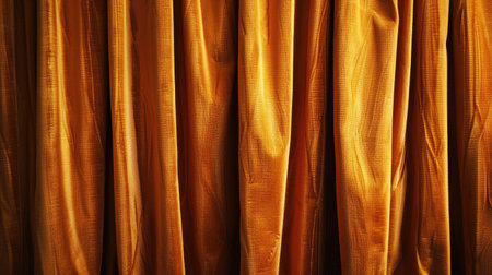 Warm golden orange velvet curtains, rich texture, soothing abstract backgroundの素材