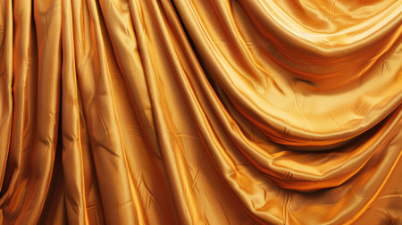 Warm and luxurious golden orange velvet curtains, elegant texture, abstract backgroundの素材