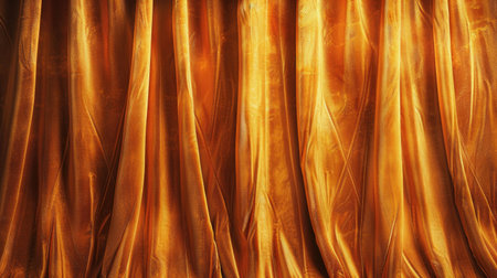 Warm golden orange velvet curtains, rich texture, abstract and elegant backgroundの素材