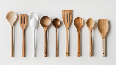 Modern kitchen utensils on white background, clean and stylish design for home kitchensの素材