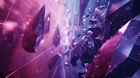 Polygonal shapes forming virtual reality environment. Futuristic Metaverse concept.の素材
