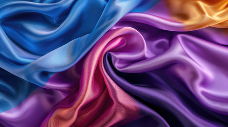 Richly colored silk fabric texture, ideal for design backgrounds and luxurious textile projectsの素材