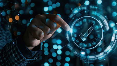 Business compliance digital checkmark for QA and standardizationの素材