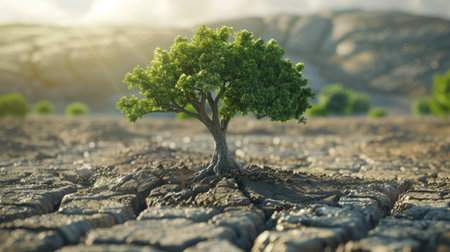 3D tree backdrop highlighting land restoration and desertification prevention for World Environment Day 2024, emphasizing drought resilienceの素材