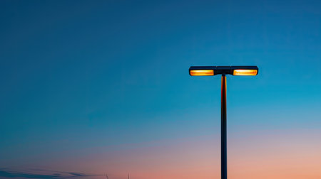 Modern lamp post with a clear evening sky, transition to nightの素材
