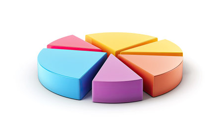 A pie chart with segments representing different sectorsの素材