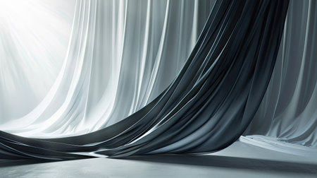 Luxury background with draping cloth, soft and flowing, for product presentation and 3D render mockup with copy spaceの素材