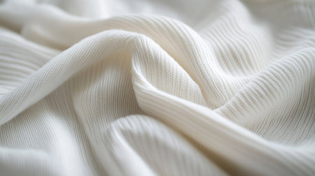 White jersey clothing fabric close-up, emphasizing the softness and quality of the textile fibersの素材