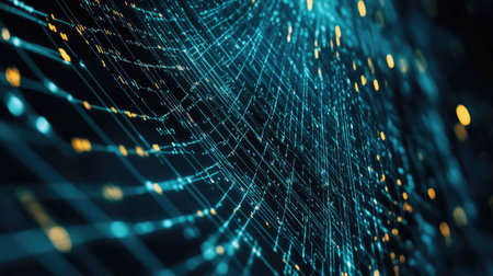 Abstract digital background with network connections and binary codeの素材