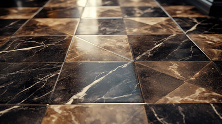Sophisticated floor tile pattern in dark, rich colors, creating a luxurious ambianceの素材