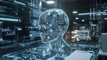 High-tech laboratory for studying artificial intelligence algorithmsの素材