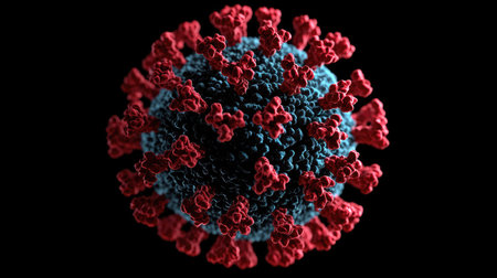 High-resolution image of a virus, highlighting virology researchの素材