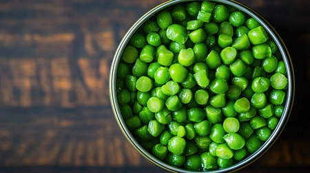 A top view of a can of diced green beans, neatly packed and ready to eatの素材