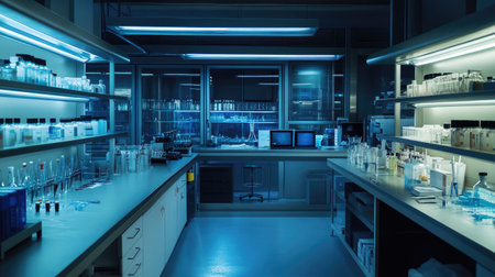 View of a modern laboratory with scientific equipment and instruments, highlighting the role of engineering in researchの素材