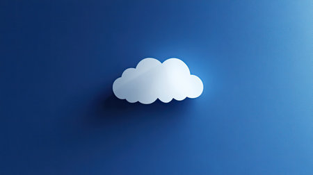 Bright indigo background with a single white cloud cutout, centered and softly shadowedの素材