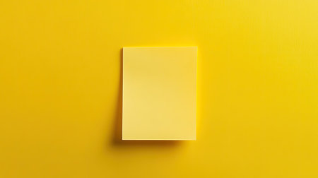 Yellow background with a single bright yellow sticky note, perfectly centered and cleanの素材