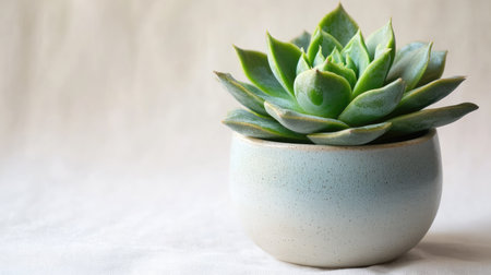 A beautiful green succulent plant in a minimalist ceramic potの素材