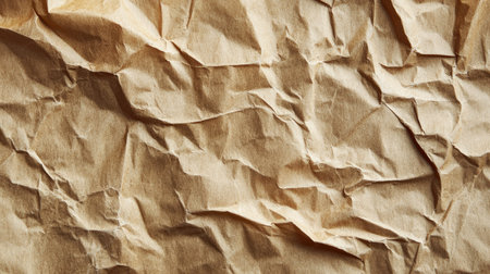 A textured background of crumpled brown paper, offering a rustic and natural look.の素材