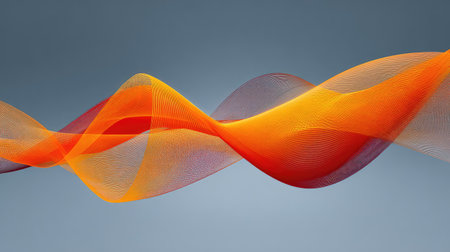 This captivating abstract image features vibrant waves in orange, yellow, and purple, expressing a sense of motion and creativity, ideal for modern design projects.の素材