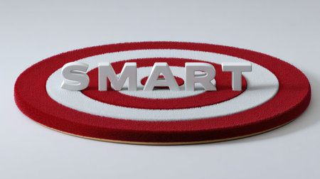 This image features a striking red and white bullseye target design with the word "SMART" in bold 3D letters, conveying focus and achievement. Perfect for visual storytelling.の素材