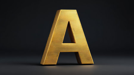 This striking golden letter A features a unique textured surface, making it perfect for creative projects, branding, and graphic design with a modern touch.の素材
