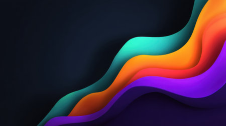 This captivating abstract image features fluid waves in vibrant colors flowing smoothly against a dark backdrop. It offers a modern touch for design projects and digital artwork.の素材