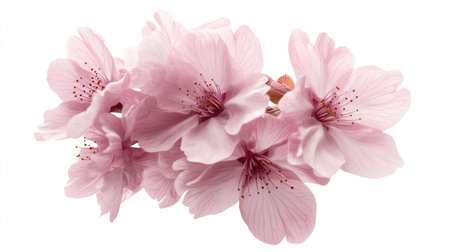 A stunning close-up of pink cherry blossom flowers reveals intricate petal details, symbolizing beauty and renewal, perfect for nature and floral-inspired projects.の素材