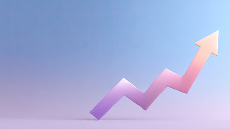 This modern illustration depicts an abstract upward trend with a vibrant arrow, symbolizing growth and success in various fields like business and finance.の素材