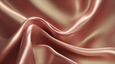 A close-up view of soft satin fabric in a gorgeous rose color showcases smooth folds and elegant texture, ideal for fashion, design, and creative projects.の素材