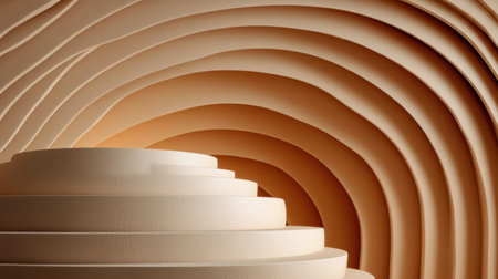 Captivating abstract design featuring elegant curved layers in soft beige tones, creating a warm and inviting texture, ideal for modern artistic applications.の素材