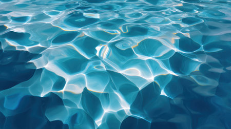 Captivating image of clear blue water showcasing gentle waves and reflections of sunlight. Ideal for conveying serenity, relaxation, and natural beauty in visual projects.の素材