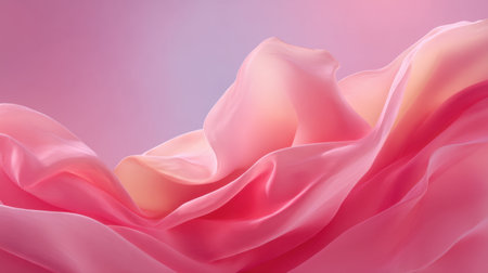 A captivating view of soft pink silk fabric flowing in gentle waves, creating an elegant and tranquil aesthetic perfect for artistic projects or design inspiration.の素材
