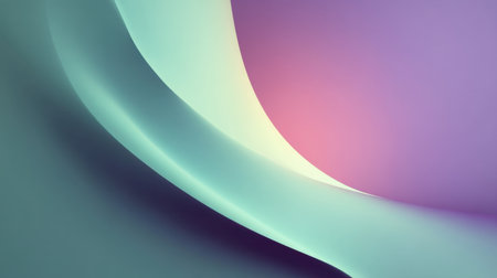 This image features an abstract wave pattern with smooth gradients in soft pastel colors, creating a tranquil and modern background suitable for many creative projects.の素材