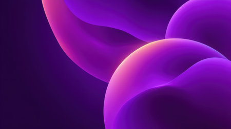 A visually captivating abstract background featuring smooth, fluid purple shapes blending seamlessly, perfect for modern designs and creative projects in digital environments.の素材
