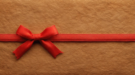 A beautifully wrapped brown gift box adorned with a vibrant red bow, ideal for various celebrations and special occasions, adding warmth and charm to gifting moments.の素材
