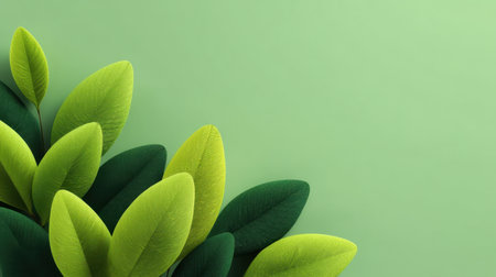 Explore the beauty of fresh green leaves against a soft green background, ideal for themes of nature, wellness, and organic living. Perfect for various design projects.の素材