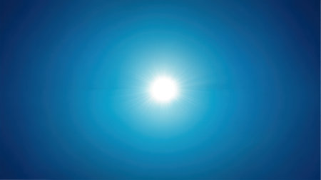 A captivating view of bright sunlight shining over a clear blue sky, creating a warm and inviting atmosphere perfect for outdoor activities and relaxation.の素材