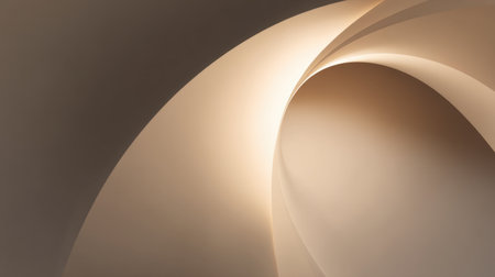 This image features soft abstract curves with gentle light and neutral tones, creating an elegant and modern aesthetic perfect for contemporary design projects.の素材