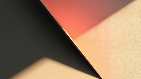 An elegant abstract composition showcasing soft light casting dynamic shadows on textured surfaces in warm tones, evoking a contemporary design atmosphere.の素材