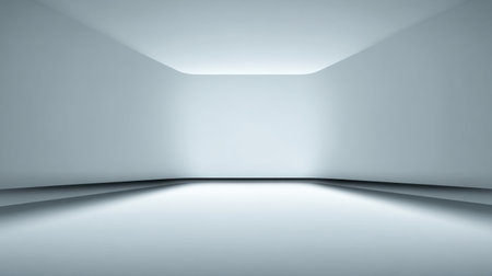 A minimalist and empty room featuring soft lighting and clean lines. Ideal for modern design projects, art exhibitions, or as a versatile studio space.の素材