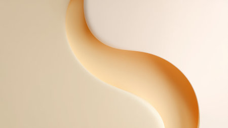 A visually appealing abstract design featuring smooth curves in warm peach and soft cream colors. Ideal for backgrounds and modern art projects, exuding elegance.の素材