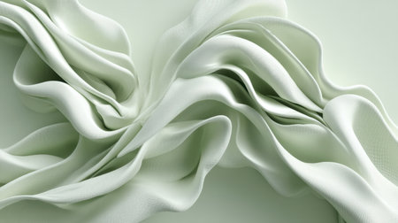 This image features a softly draped light green fabric that showcases elegance and fluidity, making it perfect for creative projects, fashion, and artistic backgrounds.の素材
