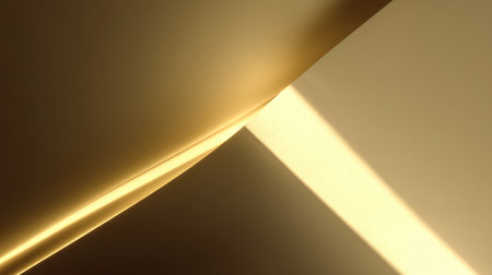 This abstract image features intersecting golden surfaces, enhanced by soft lighting, creating a minimalist aesthetic that evokes elegance and warmth in design.の素材