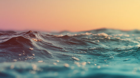 Capture the essence of calm with this serene ocean image showcasing gentle waves under a soft sunset, blending vibrant colors for a tranquil experience.の素材